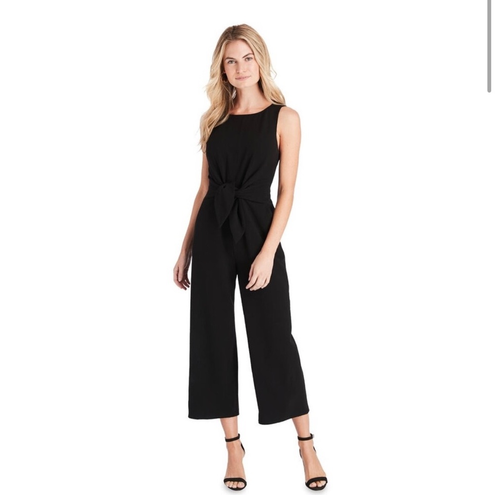 Vineyard Vines Seersucker Tie Waist Jumpsuit, Black, Size 10.
